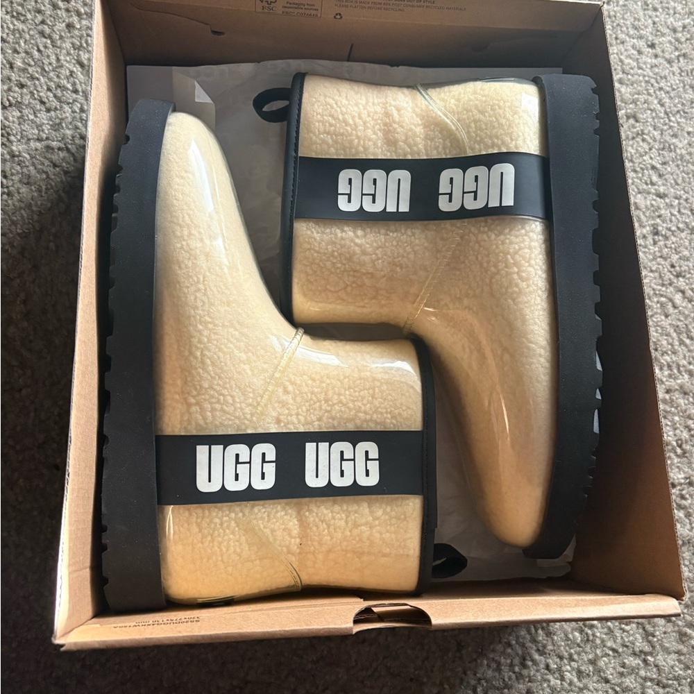 UGG Cream and Black Waterproof Boots